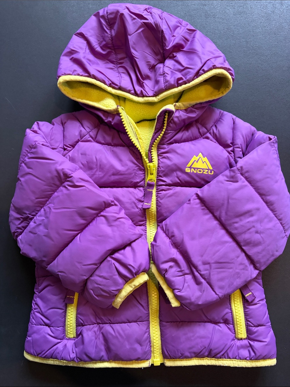 Snozu Purple and Yellow Puffer Jacket for Kids